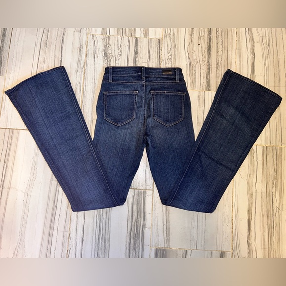 EUC PAIGE Bell Canyon Dark Blue Flare Bootcut Stretch Jeans - Picture 7 of 15